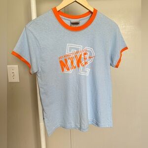 Nike Light Blue and Orange Ringer Graphic Shortsleeved Shirt size medium
